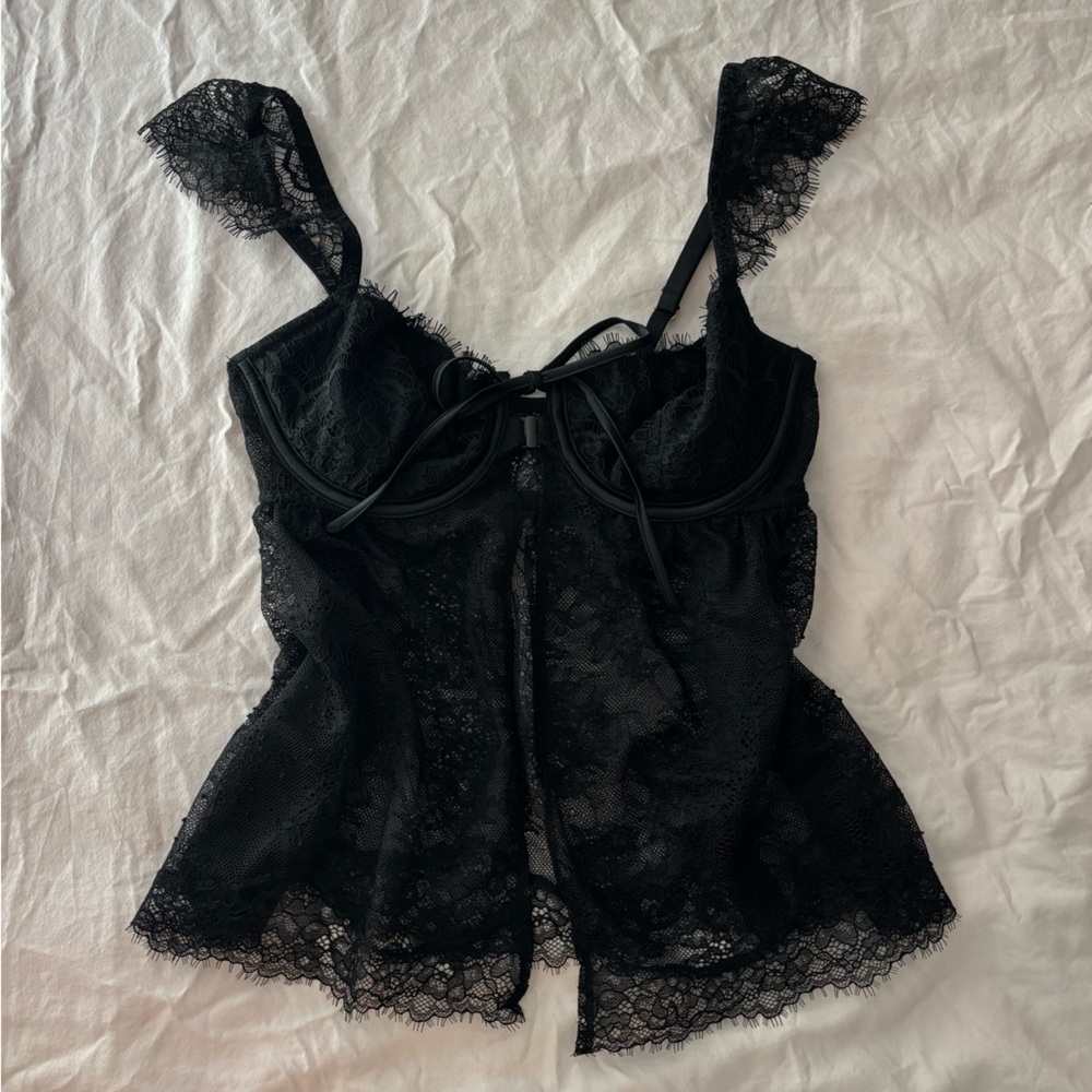 Victoria Secret Black Lace Babydoll Lingerie Top